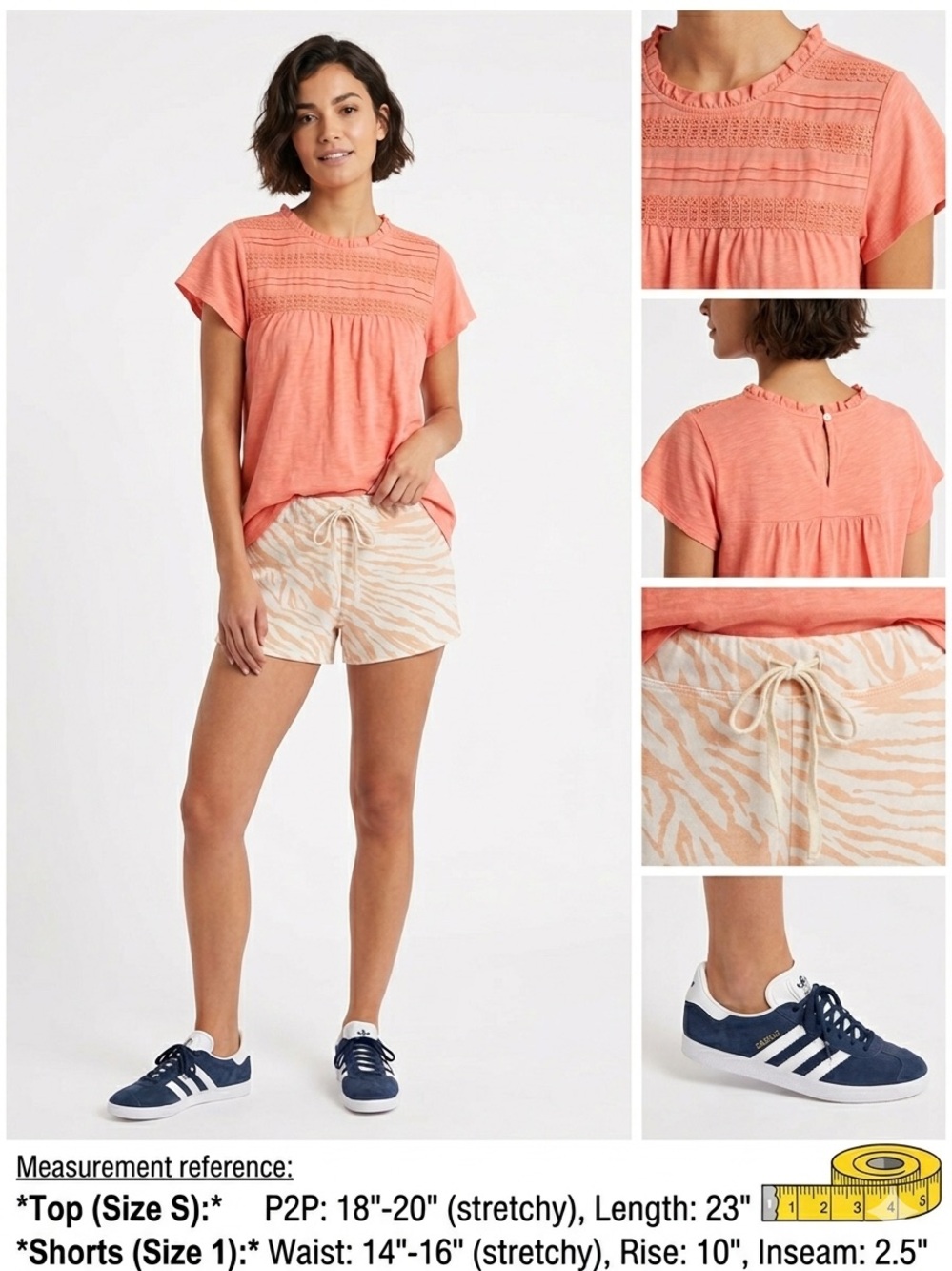Ella Moss NWT $25 Crochet Trim Top & Sundry NWT $78 Zebra Shorts Set Size S $103